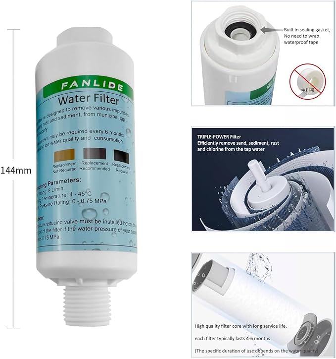 Bidet water filter for electronic bidet seats, Toilet water filter system, compatible with 1/2" 1/4" 3/8" Bidet hose (2 Filters + 2 Adapter)