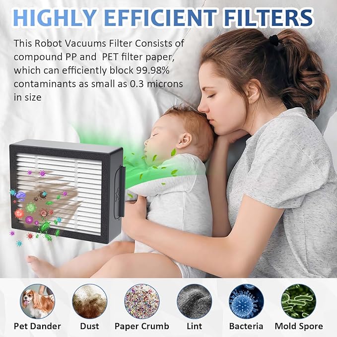 6-pack 4639161 High-Efficiency Filter for iRobot Replacement Parts Vacuum Filter, Roomba e, i & j Series, and Roomba Combo i1+ i3 i3+ i4 i5 and j5 Series