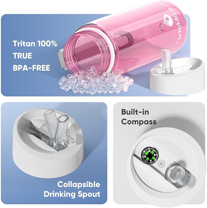 Survimate 5-Stage 0.01μm Ultra-Filtration Filtered Water Bottle, BPA-Free Material, NSF/ANSI 42&372 Certified, Portable Water Filter Bottle for Survival, Camping, Hiking, and Emergency Use