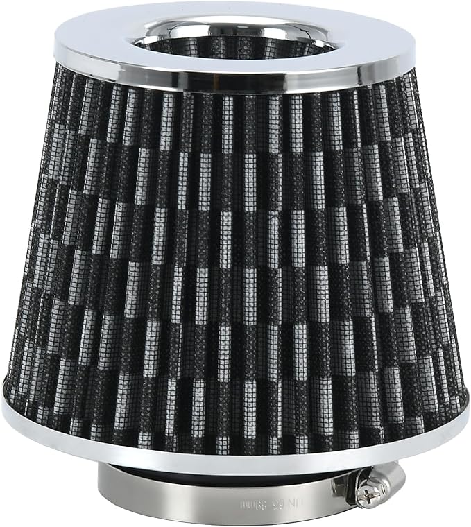 PTNHZ Universal Carbon Fiber 3" 76mm High Flow Cold Air Intake Cone Air Filter Power Intake Air Inlet System Air Cleaner