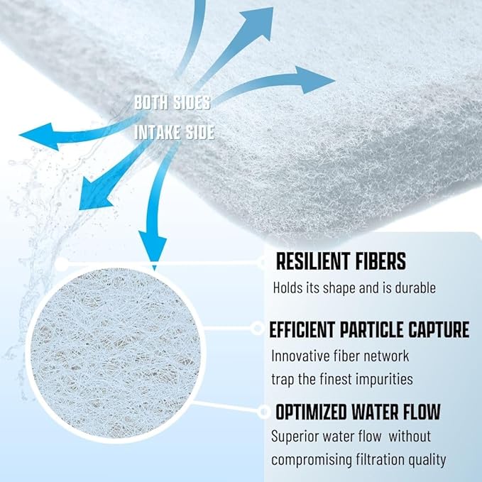 Premium Aquarium Filter Media Pad - Cut-to-Fit Roll, Fresh and Saltwater Safe, Blue & Dye-Free Options, Made in USA (Dye Free, 12"x96" (8 ft) x 0.75")