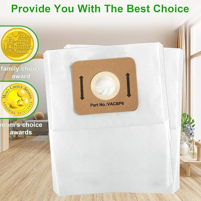 10 Pack Replacement VACBP6 HEPA Filter Bags for Atrix Ergo 8 Quart Backpack Vacuum, Replace Part VACBPAI VACBP1 VACBP36V Backpack Vacuum Bags