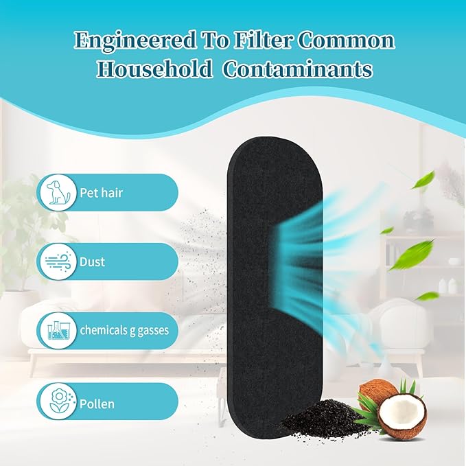 20 Pcs Ceiling Fan Filters for Blades – Fan Air Purifier Pads with Coconut Carbon – Easy-to-Stick Ceiling Fan Filters for Blades – Dust & Odor Removal Fan Blade Air Purifier Pads