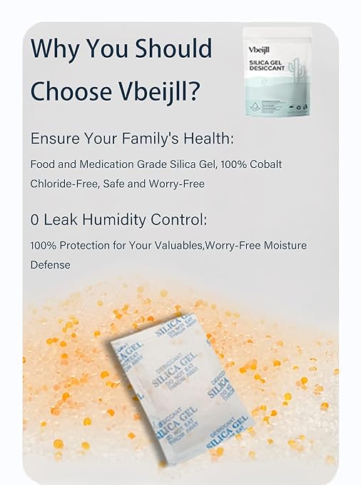 100 Gram 10 Pcs (Color-Indicating) Silica Gel Packets, Premium Food Grade Desiccant, Rechargeable Moisture Absorbers for Car, Storage Bins, Suitcase, Safe, 3D Filaments, Electronics