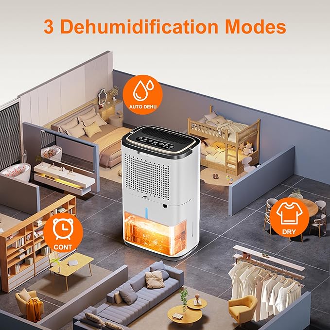 55 Pint/Day Dehumidifier- 5200 Sq. Ft. Large Dehumidifiers with Hose for Large Basement Rooms - Dehu/Dry/Air Mode Smart - Humidity Control with Pump, Child Lock, LED Display, Timer