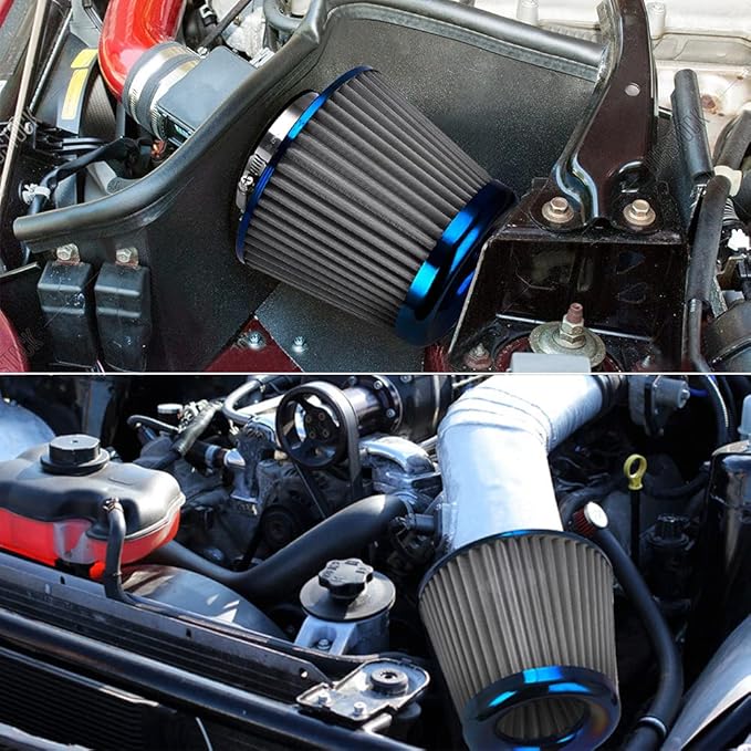 PTNHZ Universal Burnt Blue Neck 3" 76mm Car High Flow Cold Air Intake Air Filter Power Intake Air Inlet System Mushroom Head Air Cleaner