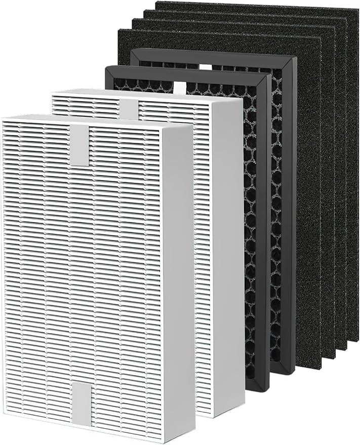 Replacement Filter Compatible with Honeywell Air Purifiers HPA5100B/HPA5100W/HPA5150/HPA3100, 2 High-Efficiency, 2 S Carbon and 4 A Pre-Filters, Part # HRF-R1 HRFSC1 HRF-ARVP100 HRF-A100