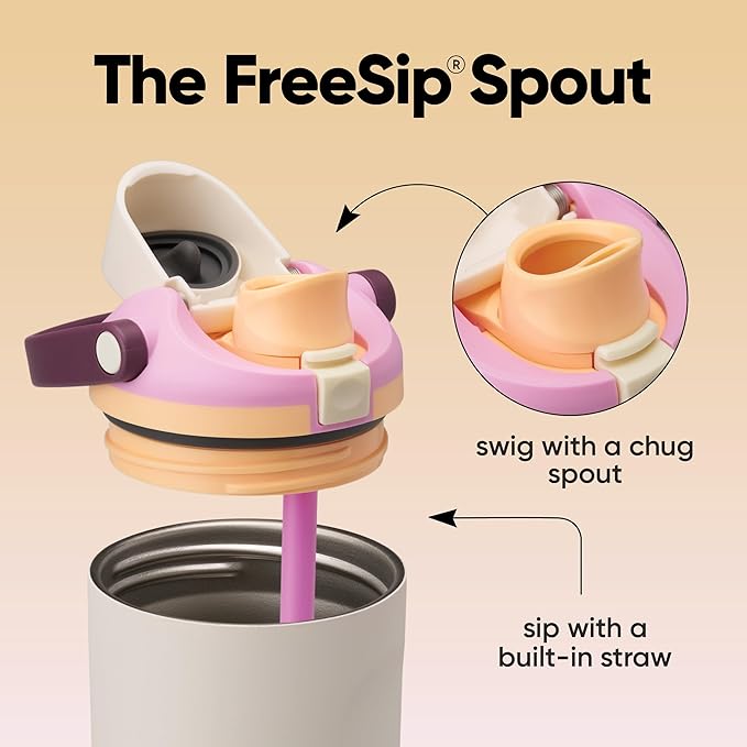 Owala FreeSip Sway Insulated Stainless Steel Water Bottle with Two-Way Spout, Built-In Straw and Bucket Handle, Made for Travel, School, and Sports, 30oz, BPA Free, Leak Proof, Daybreak