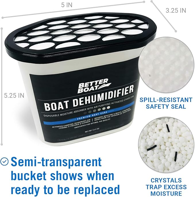 Moisture Absorber and Boat Dehumidifier, Charcoal Odor Remover for Damp Smell and Humidity, Unscented and Fragrance-Free, 2 Pack, Ideal for Basement, Closet, Home, RV, or Boating, No Refill Needed