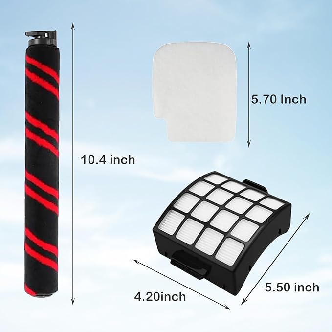 Brushroll & Foam Felt Filters Replacement Compatible with Shark Stratos DuoClean PowerFins Upright Vacuum AZ3002 & AZ3000W AZ3000