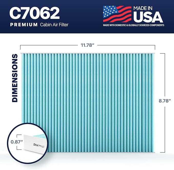 BNX TruFilter C7062 Cabin Air Filter, HEPA 99.97%, Compatible With Cadillac; DeVille, DTS; Oldsmobile Aurora; Buick: LeSabre, Lucerne; Pontiac: Bonneville