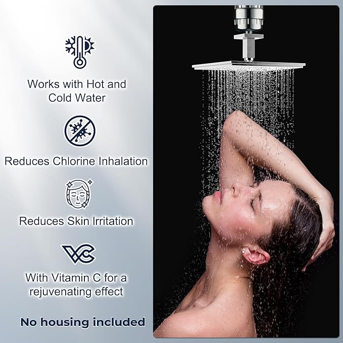 20-Stage Shower Head Filter Replacement Cartridge (No Housing) – Universal Shower Water Filter for Hard Water, Reduces Chlorine & Impurities for Softer Skin & Healthier Hair (Four Pack)