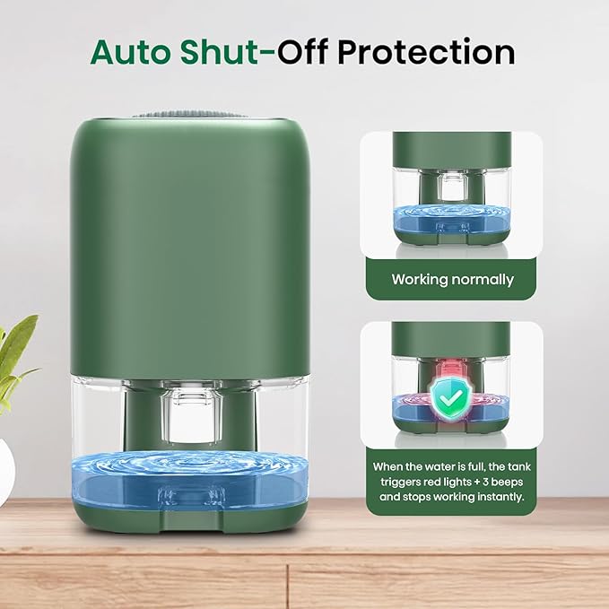 Dehumidifier,30 OZ Small Quiet Dehumidifiers with Auto Shut Off for Home, Portable Dehumidifiers for Bedroom, Bathroom, RV, Closet, Mini Dehumidifier with Colorful LED Lights & Simple Touch Control