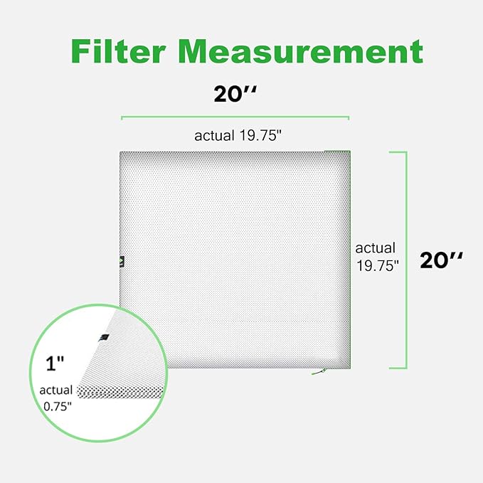 20x20x1 Air filter, Washable and Reusable Air Filter 20x20x1 for AC HVAC Furnace, MERV 8 Air Filters Machine Washable & Dryer Friendly, AC Furnace Air Filter