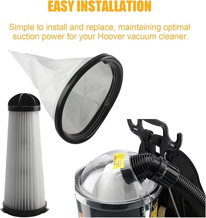 Aillsa Replacement for Hoover Vacuum HEPA Cloth Bag Liner and Filter Compatible with Hoover Part 2KE2105000 2KE2110000 2-KE2110-000 Fits Hoover Backpack Vacuum Cleaner C2401 & Royal RY4000 RY4001