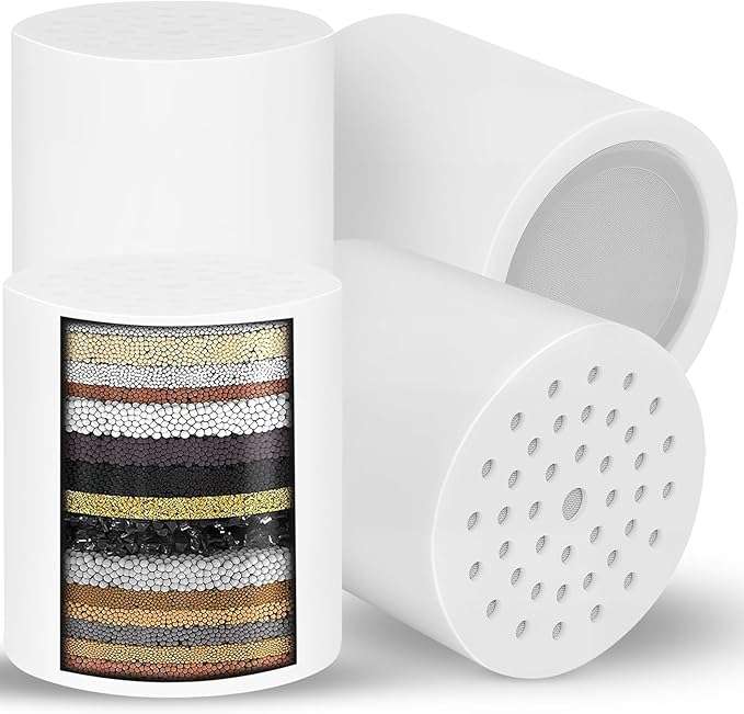 4 Pack 20 Stage Shower Filter Replacement Cartridge, Universal Compatible Shower Head Filter for Hard Water, Microporous Pressurization Design Saving Water High output, 10000 Gallon 3 Month