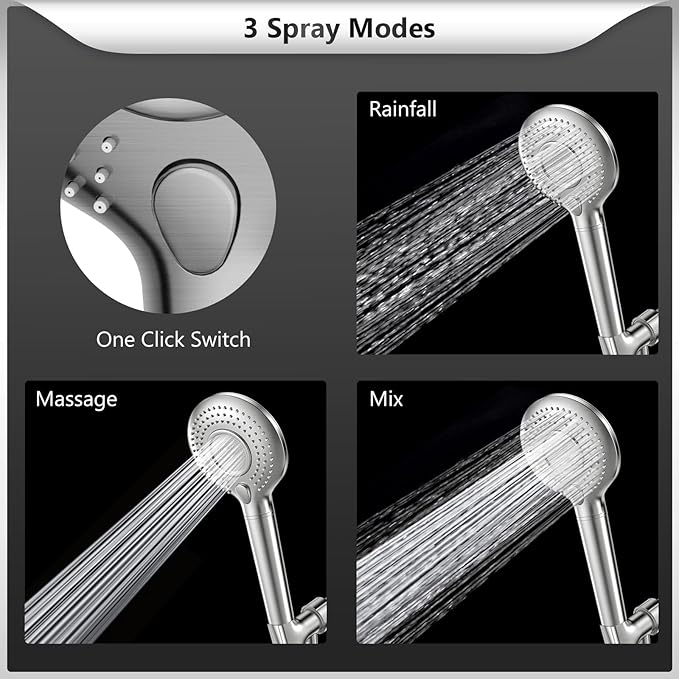 FEELSO Filtered Shower Head with Handheld, High Pressure 3 Spray Mode Showerhead with 15 Stage Water Softener Filters Beads for Hard Water - Remove Chlorine - Reduces Dry Itchy Skin, Brushed Nickel