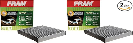 FRAM Fresh Breeze Cabin Air Filter Replacement for Car Passenger Compartment w/Arm and Hammer Baking Soda, Easy Install, CF11183 for Select Dodge and Jeep vehicles, white (Pack of 2)