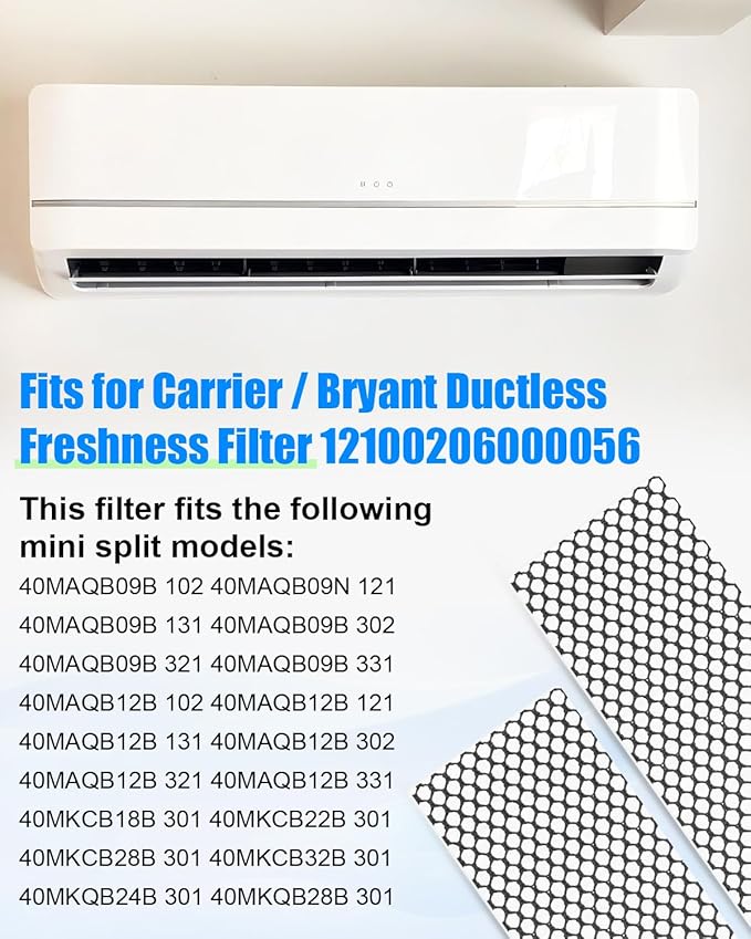 Filter Fit for Carrier/Bryant Ductless Freshness Filter 12100206000056 4PCS