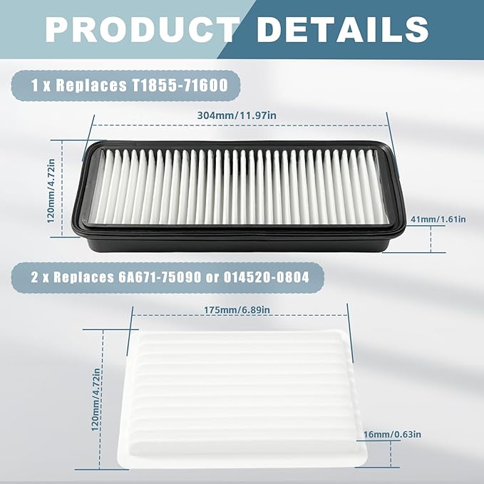 Air Filter Kit for Kubota Tractor Cabin Replace 6A671-75090 014520-0804 and T1855-71600