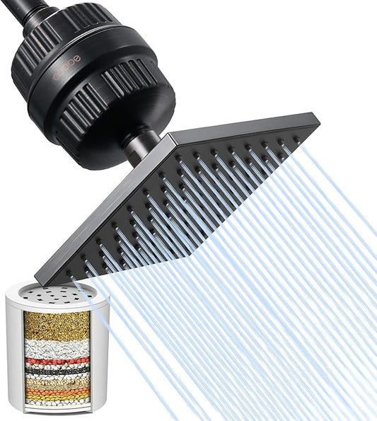 Cobbe High Pressure Filtered Shower Head Combo, Rain Shower Head with 20 Stage Shower Head Filter for Hard Water - Adjustable Replacement Remove Chlorine and Harmful Substances, ORB