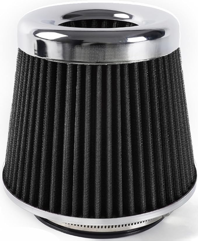 4-Inch Cold Air Intake Filter - Washable, High Performance, 3" or 3-1/2" or 4" Clamp-On Replacement Air Filter Black