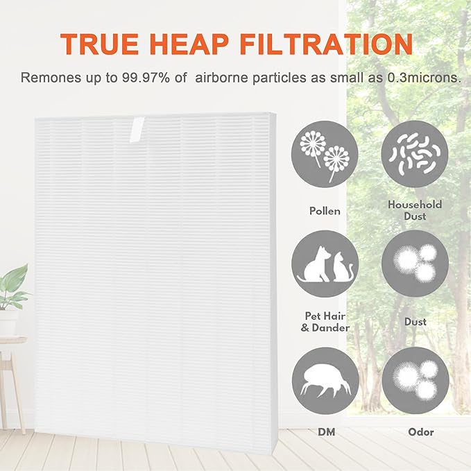 Compatible with Winix D480 Air Purifier,D480 True HEPA Replacement Filter D4,1712-0100-00,2 H13 True HEPA Filter+8 Activated Carbon Filters(2+8)