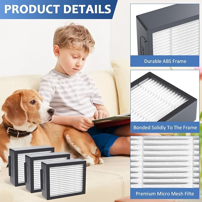 9-pack 4639161 High-Efficiency Filter for iRobot Replacement Parts Vacuum Filter, Roomba e, i & j Series, and Roomba Combo i1+ i3 i3+ i4 i5 and j5 Series