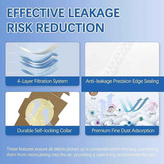 14 Pack 204814 Micron Magic HEPA Filter Plus Bags fit for kirby Part 205811 204814 204811 Universal Cloth Bags and All Kir-by Sentria Vacuum G Series, Avalir Models