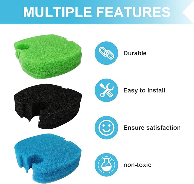 Aquarium Canister Filter Pad Sponges Compatible with SUNSUN HW-304B/404B/704B/3000 CF500 Polar Aurora 525 GPH Generic Filters - 9 Pcs