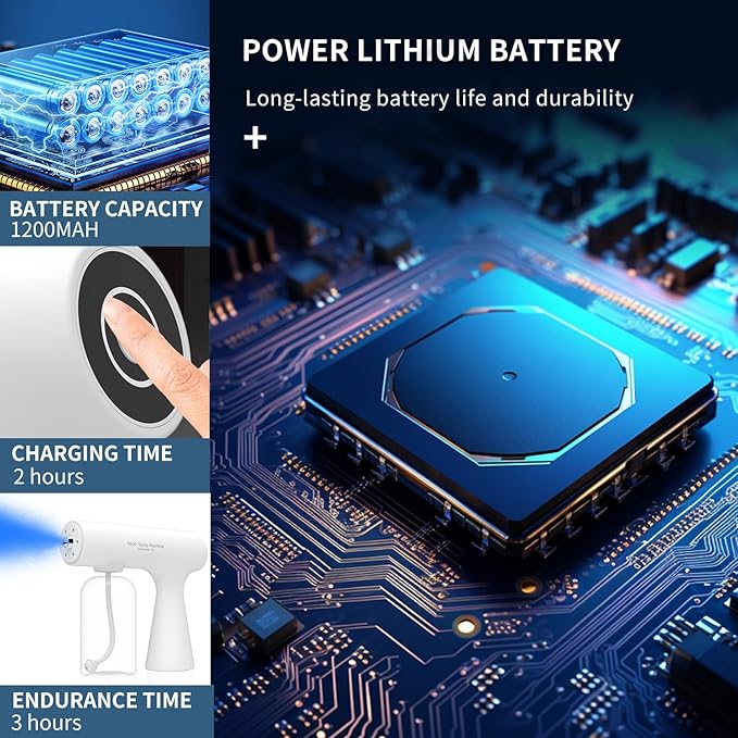 Handheld Humidifiers ，Atomizer Sprayer，Rechargeable ULV Nano Sprayer with Blue Light,Electrostatic ULV Atomizer Sprayer，Electrostatic Portable Sprayer