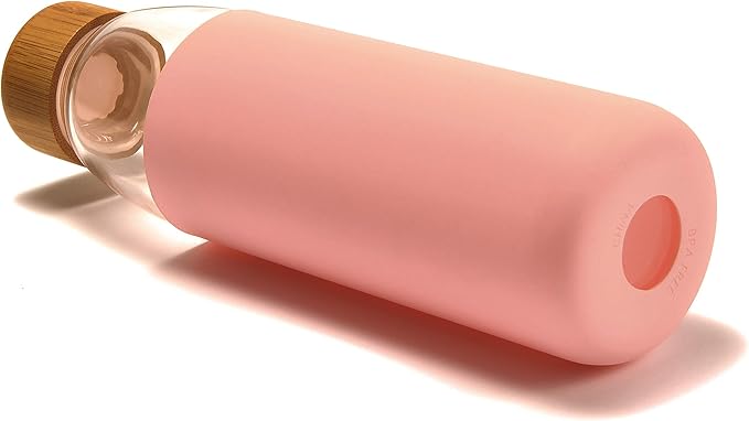 veegoal 18 Oz Borosilicate Glass Water Bottles with Bamboo Lid, BPA-FREE, Non-Slip Silicone Sleeve, and Stainless Steel Leak Proof Lid - Reusable Glass Bottle for Men and Women