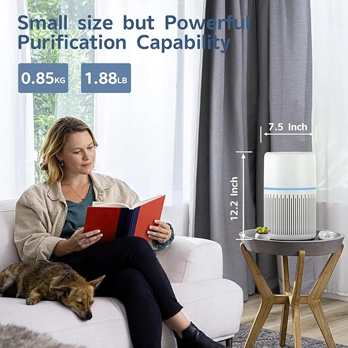 Air Purifiers for Home,FRESHDEW H13 True HEPA Air Purifier Up to 1300 Ft² Cleaner with 360° Air Inlet RGB Lights,13dB Air Purifier with APP Alexa Control Pet Hair,Dust,Smoke Wirldfire Pollen