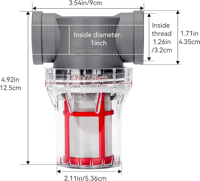 1'' Female NPT in-Line Strainer - Garden Hose Filter for High Pressure Washer, Sediment Filter with 200 Mesh Stainless Steel Screen (1'' 200 Mesh)