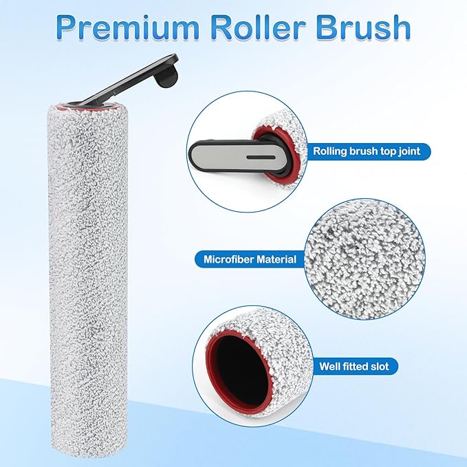 Roller Brush and Filter Replacement Compatible with Dreame H14, H14 Pro Vacuum Cleaner, Replaces Part Include 2 Rollers and 4 Hepa Filters