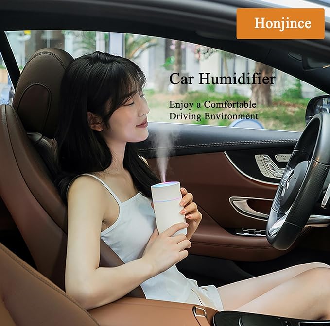 Humidifier, Humidifiers for Bedroom with Colorful Atmosphere Lights,2 Mist Modes Quiet, Easy to Clean, Small Portable for Plants, Baby, Car, Travel and Office(White)