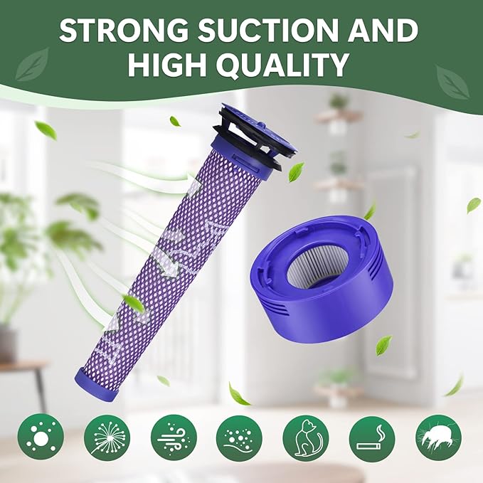 CERO Filters Replacement Compatible with Dyson V7, V8 Animal and V8 Absolute Vacuum, Compare to Part 965661-01 and 967478-01, 3 Pre and 3 Post Filters