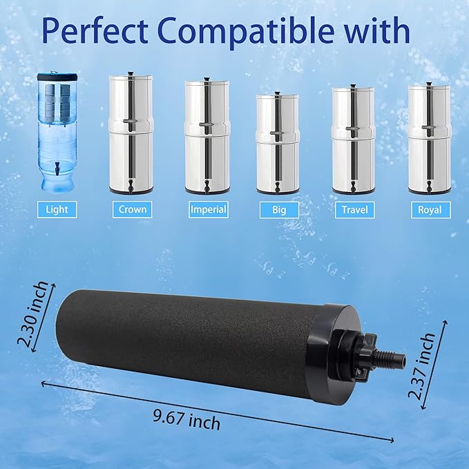 1 Micron Water Filter Replacement for Berkey® BB9-2® Black Purification Elements, Compatible with Berkey® Gravity Filter System, Pack of 4