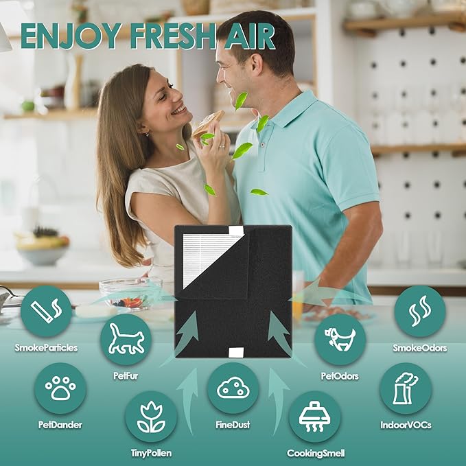 Idylis Air Purifier Replacement Filter B for Filtrete and Idylis IAP-10-050 IAP-10-125 IAP-10-150 AC-2125 AC-2126 IAPC-40-140 Air Purifier with Idylis Filters IAF-H-100B, 4 Main Filter & 4 Pre-filter