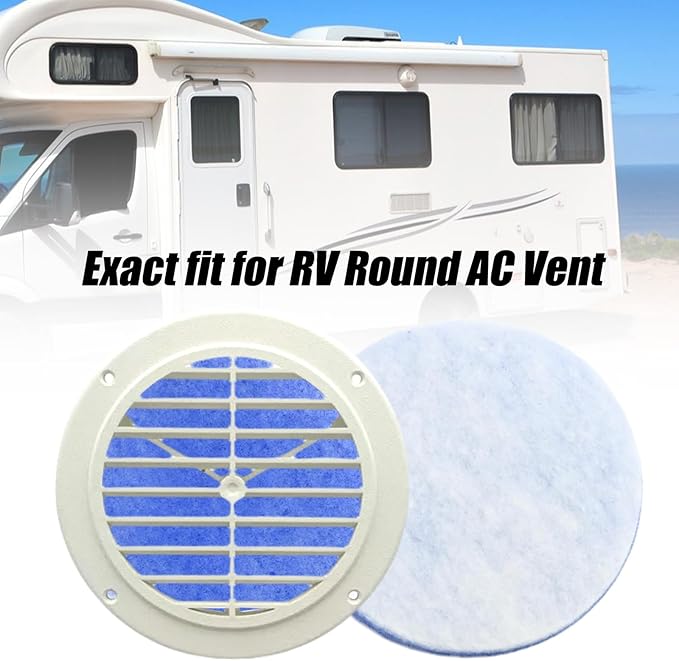 6 or 12Pcs 5.25 Inches RV Air Filter, Round Air Duct AC Filter, RV AC Vent Filter, MERV-6 RV Air Conditioner Filter (12)