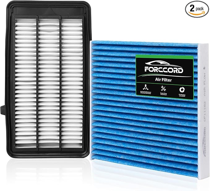 Cabin & Engine Air Filter Fit for Honda Civic L4 1.5L (2016-2021), CR-V CRV L4 1.5L (2017-2022) Activated Carbon Cabin Filter Replacement CF11182 CA12050 Car Accessories (Not for hybrid!)