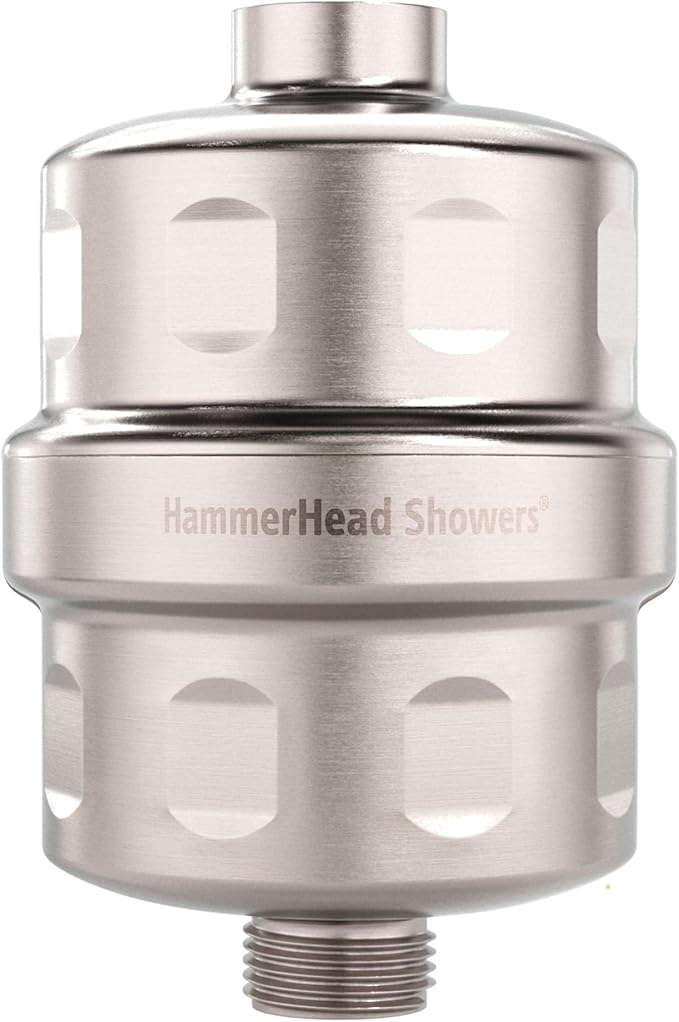 HammerHead Showers® Solid Metal Shower Head Filter – KDF 55 Shower Filter, High Pressure Universal Shower Filters to Remove Toxic Chemicals – Removes Chlorine and Heavy Metals – Brushed Nickel