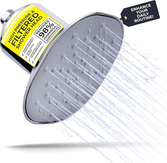Afina Shower Filter - High Pressure Filtered Shower Head - Improves Skin & Hair by Reducing Chlorine & Heavy Metals from Hard Water | Shower Head with Filter (Chrome)