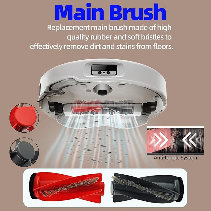 Replacement Parts Accessories Kit Compatible with Roborock Qrevo Curv/Qrevo Edge/Qrevo S5V/Curv S5X/Edge S5A Robot Vacuum Cleaner 1 Dual Main Brush,6 Side Brushes,4 Hepa Filters,4 Mop Pad,4 Dust Bags