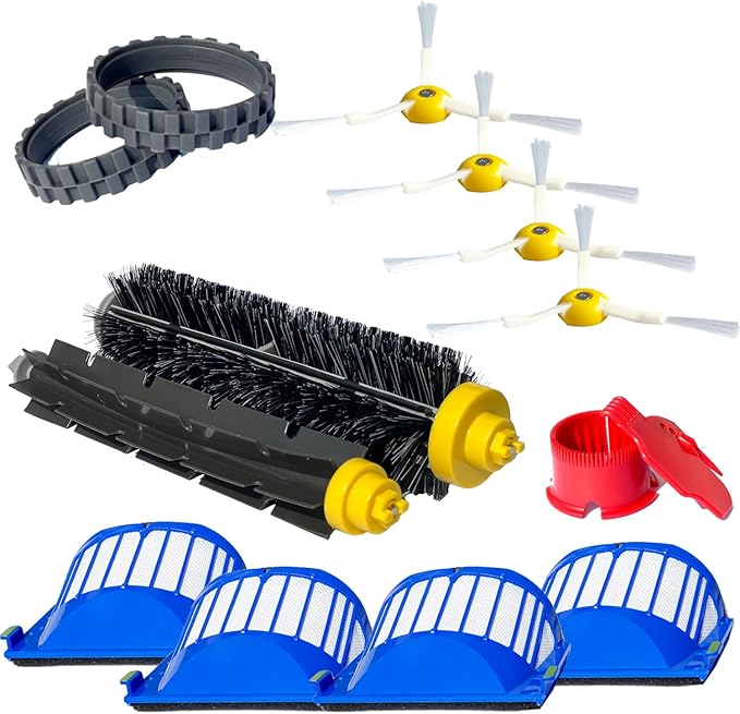 Replacement Parts Accessories Compatible for iRobot Roomba All 600 Series: 670 671 675 677 690 692 694 650 665 Side Main Roller Brush Filter Wheel Tires