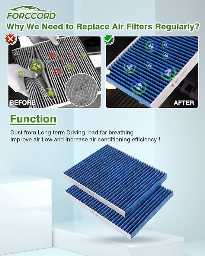 2-Pack CF12161 Cabin Air Filter Fits for Kia Sorento 2016 2017 2018 2019 2020 Activated Carbon Cabin Filter Replacement 97134-C6900 Car Accessories