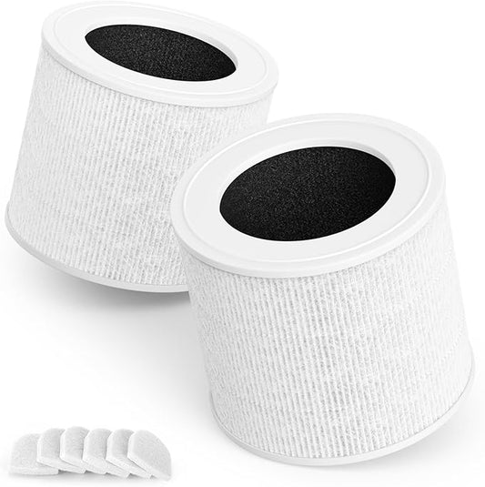 Core Mini Replacement Filter Compatible with LEVOIT Purifier Core Mini-RF, 3-in-1 Filter Combined with Pre-filter and Carbon Filter, 2-Pack with Extra 6-Pieces Essential Oil Pad