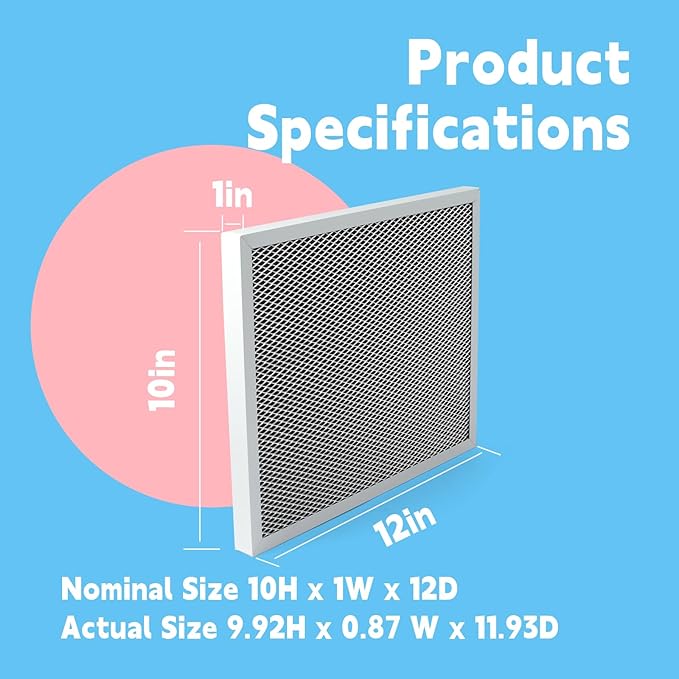 2Pcs 5443 Washable Dehumidifier Filter Compatible with Whole-House Dehumidifiers Models 1830 1850 1852 and Ventilation 8191 8192, MERV 8 10x12x1 Replacement Parts