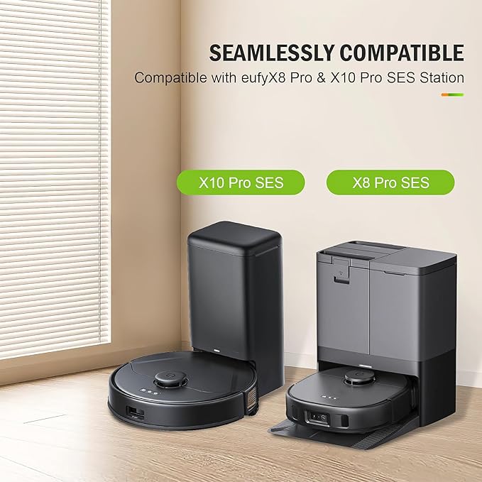 Pure Realm12 Pack Replacement Dust bags Compatible With Eufy Clean X8 Pro X10 Pro Omni Robot Vacuum Self-Empty Station，Large Capacity Disposable Replacement dust Bag Accessory