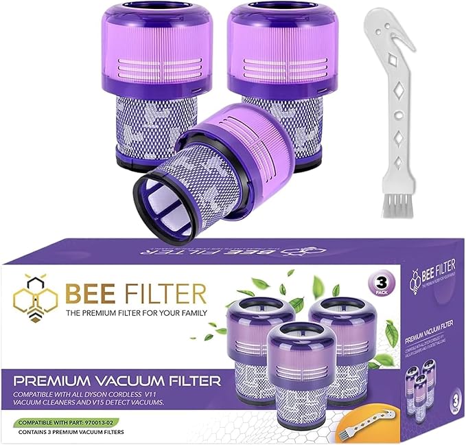 Dyson V15 Filter, 3-Pack Premium True HEPA Replacement Filters Compatible with Dyson V15 Detect, V15 Detect Absolute, V15 Submarine, V15 Detect Filter, V11 Animal Filter, V11 Filter, Part no 970013-02